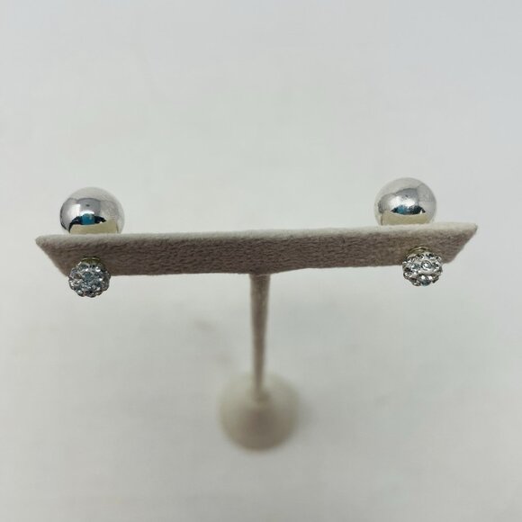 Austrian Crystal Platinum Over 925 Sterling Silver Front and Back Earrings 5079 - Picture 6 of 6